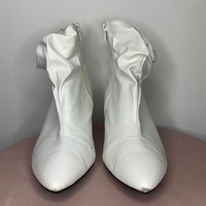 White kitten heel slouchy booties